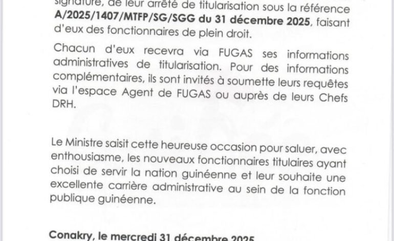  Fonction publique : les fonctionnaires stagiaires issus des concours 2024 officiellement titularisés