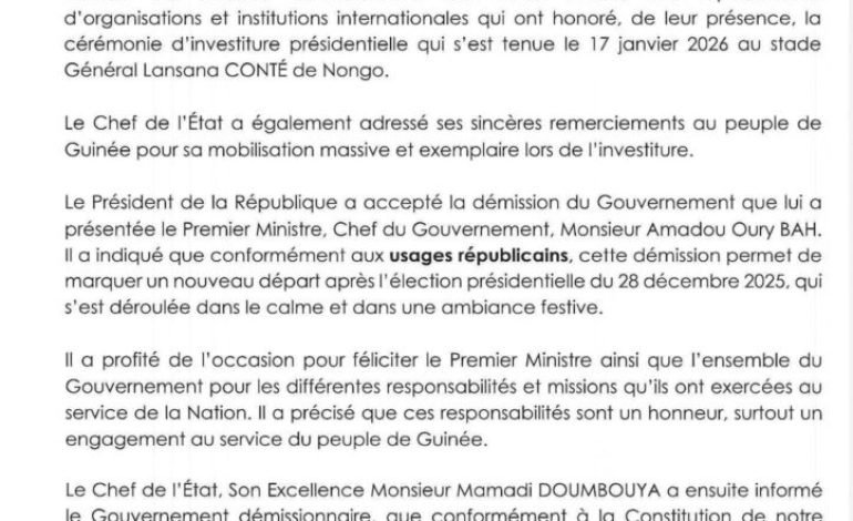  Guinée : après son investiture, le Président Mamadi Doumbouya engage une nouvelle phase politique
