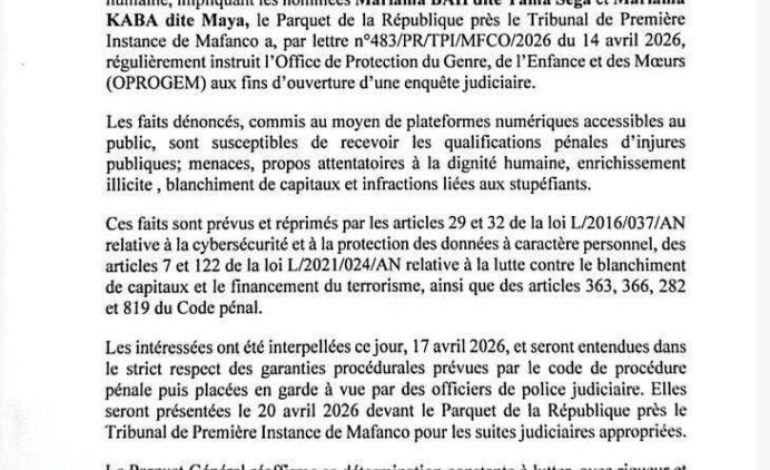 Justice: YAMA et MAYA seront finalement en garde -à-vue.